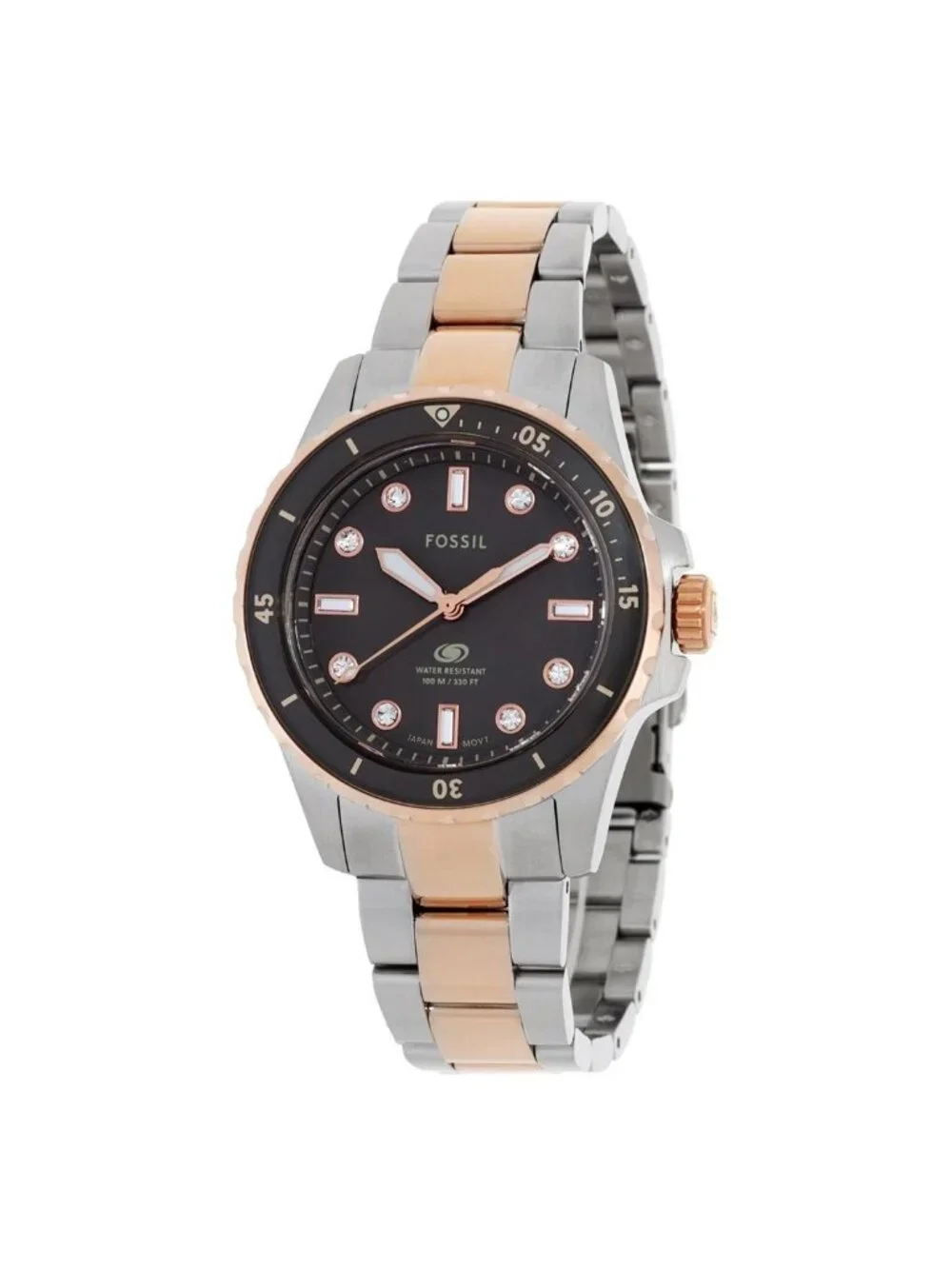 NWT Fossil Blue Dive Quartz Grey Dial Ladies Watch